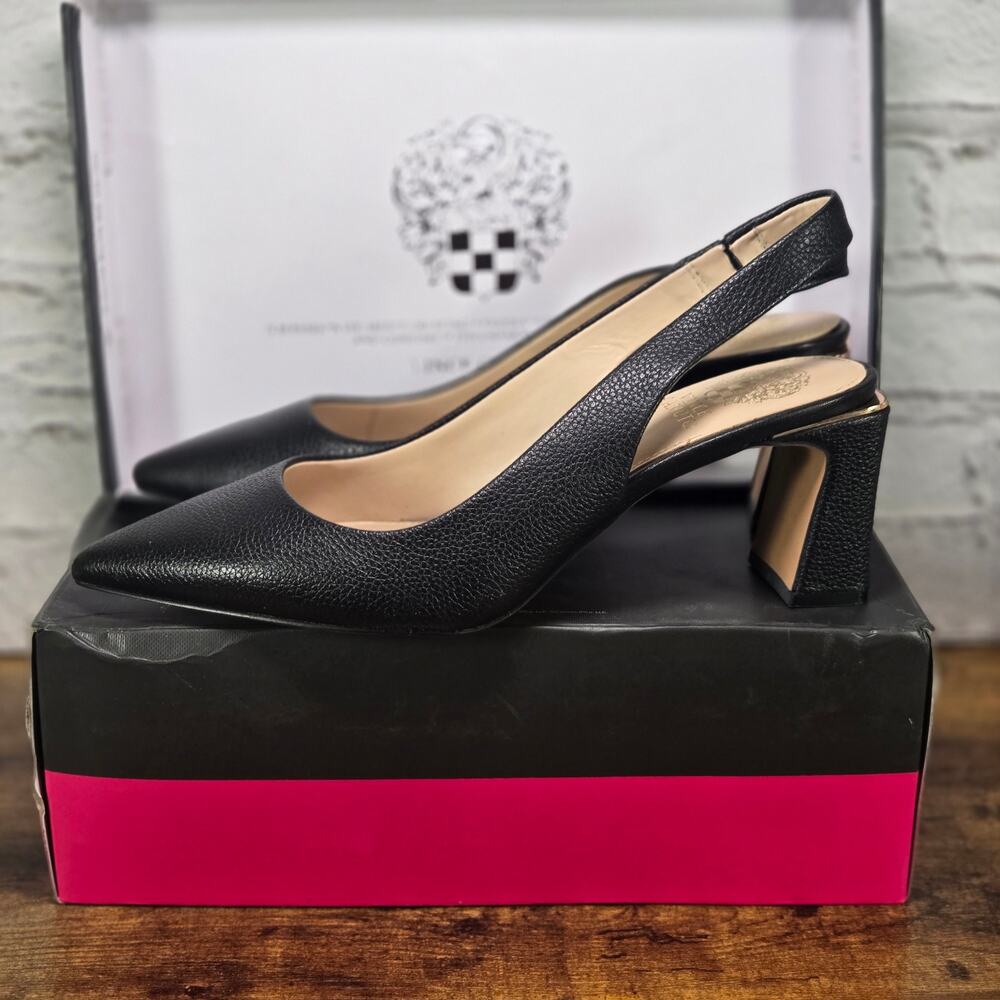 Vince Camuto Black Pointed Toe Slingback Pumps Women's 9M With Box
